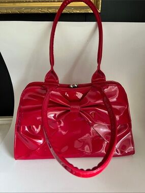 Lux de Ville red Bow Kiss-Lock Large Handbag